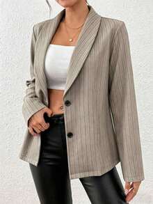 Chaqueta de blazer ajustada de manga larga y sexy para mujer, conjunto verde, chaqueta de traje para mujer, blazer verde para mujer, blusas sociales, ropa de oficina para mujer, ropa de negocios profesional, abrigo de invierno para mujer verde - Albaricoque 2 - Ver 5