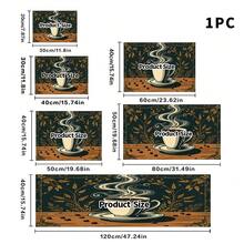 1pc Vintage Cartoon Hand-Painted Coffee Cup & Coffee Bean Pattern Dish Drying Mat, Dark Green Background With Golden Floral Texture, Suitable For Dining Table, Cafe, Multipurpose Drainage Mat, Home Gift, Desktop Decor - XYLSD-340 - View 15