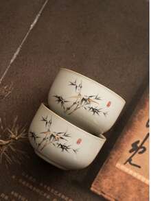 1/2件組陶瓷茶杯套組，復古家用與客用茶杯，功夫茶杯，黑茶杯，水杯，濃縮咖啡杯，禮品杯，適合日常使用、聚會、派對、喬遷禮物 - 彩色 - 查看 6