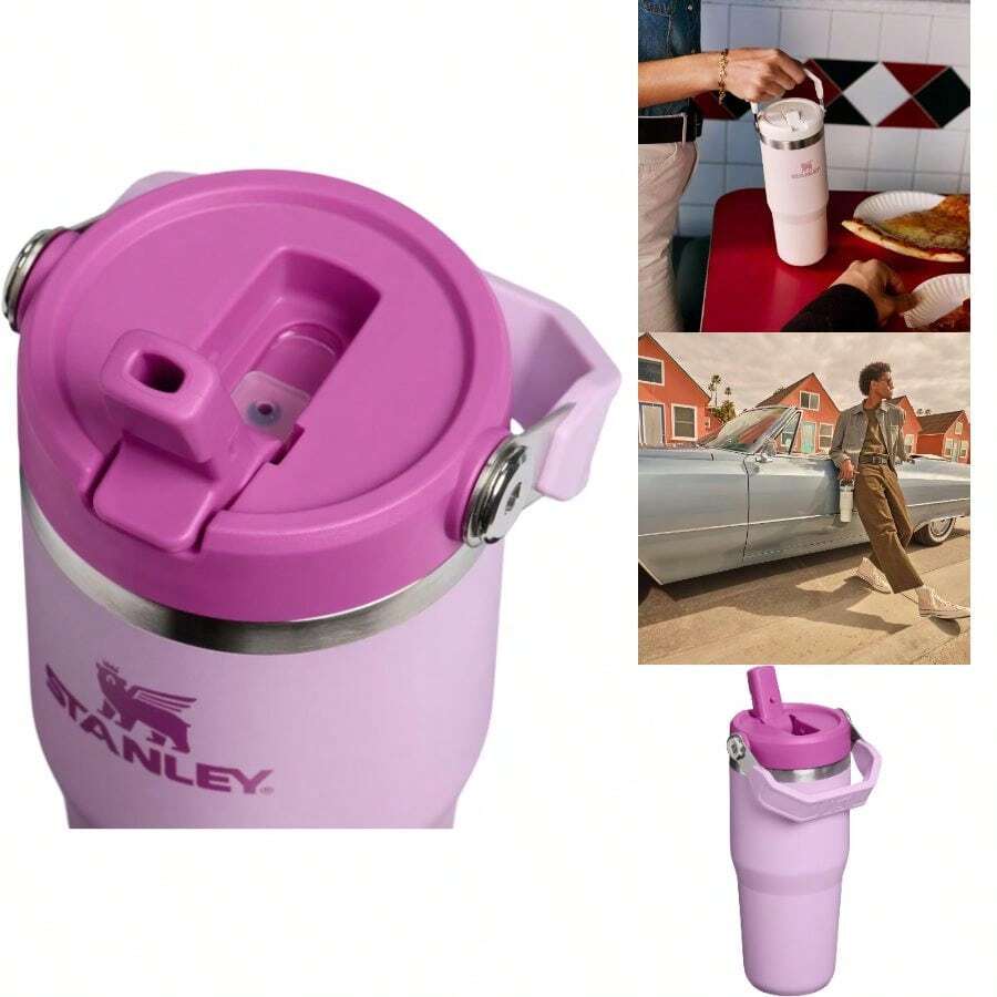 NEW 2026 IceFlow 2.0 Flip Straw Tumbler With Handle 14 Oz Twist On Lid And Flip Up Straw Leakproof Bottle Insulated Stainless Steel BPA- Soft Orchid - 柔和蘭花香型 + 14 盎司 - 查看 1