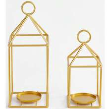 1pc Vintage Iron Lantern Shaped Home Decor Ornament, Creative Minimalist Candlestick Suitable For Living Room, Office, Bookshelf, Cabinet Tabletop, Also Suitable For Bedroom, Office Desk, Holiday Dinner, Valentine's Day, Easter, Wedding And Other Occasions - Multicolor - View 11
