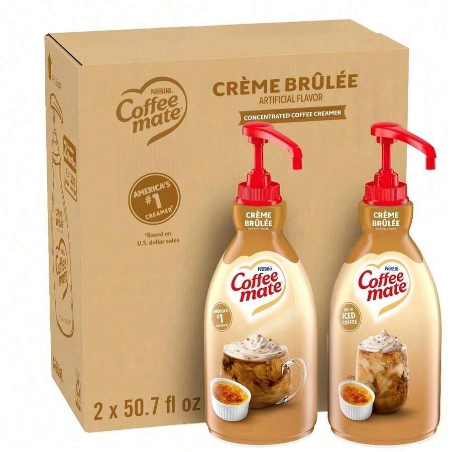 Nestle' Nestle Coffee Mate Coffee Creamer, French Vanilla, Concentrated Liquid Pump Bottle, Non Dairy, No Refrigeration, 50.7 Fl Oz (Pack Of 2) - Creme Brulee - View 1