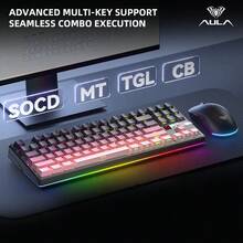 AULA Teclado mecánico personalizado F87 Pro V2, 87 teclas, conexión triple modo con cable/2.4G inalámbrico/Bluetooth 5.0, con pantalla de matriz de puntos programable, frecuencia de sondeo de 8K en modo con cable, latencia baja de aproximadamente 1ms en modo inalámbrico, gaming profesional para esports, iluminación RGB ambiental completa, compatible con sincronización de ritmo musical, interruptor intercambiable en caliente, estructura de montaje con junta - Ver 8