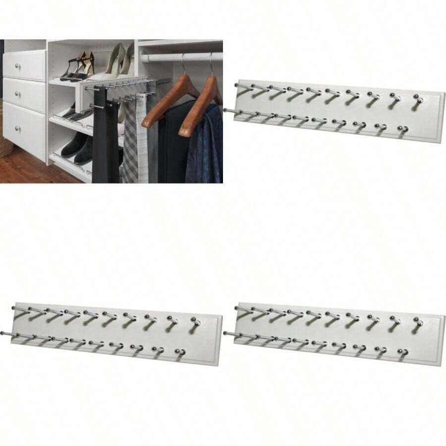 Easy Track Ra1200 - Soporte Deslizante para Corbatas, 20 Ganchos, Color - Blanco - Ver 1