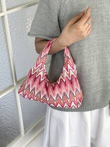Hollow Floral Woven Bag, Bohemian Style Beach Bag, Casual Tote (Pattern Random) - Multicolor - View 4