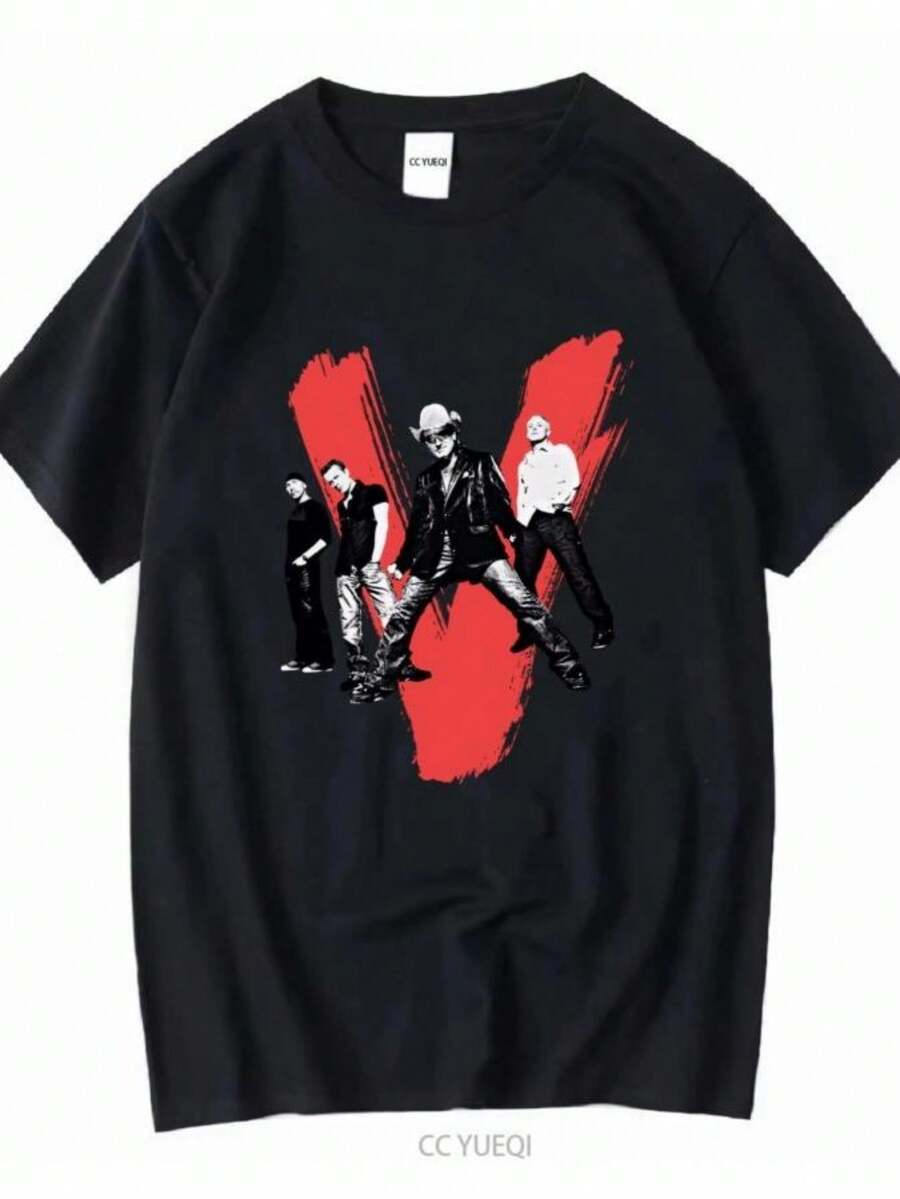 Women's Shirts 2026 Y2K U2 T Shirt Australia Vertigo Tour Post Punk Band Men's Women Medium Long Or Short Sleeves Vintage Washed Fashion Stylish - 黑色 - 查看 1