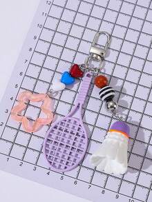 1pc Dopamine Inspired Handmade Feather Ball Keychain, Hollow Star Beaded Pendant, Cute Accessory For Bags, Couples Gift Accessories Keychains Teacher Gift Birthday Gift Charms Key Chain Bag Charm - Multicolor - View 15