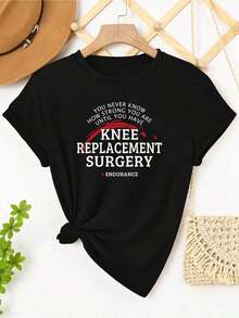 Camiseta de Verano para Mujer con Estampado de Letras 83412Shirt > Hermosa. - Negro - Ver 8