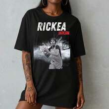 Retro Graphic T-Shirt Of The King Of Pop, Custom Print, Unisex, Vintage Urban Style, Loose Fit Cotton Short Sleeve Crew Neck T-Shirt, Blouses For Women. Casual Blouses For Ladies. - 黑色 9 - 查看 7