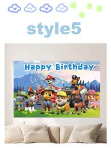 Phông nền sinh nhật chủ đề Paw Patrol, 6 kiểu dáng độc đáo với các nhân vật biểu tượng và họa tiết "Chúc mừng sinh nhật" vui tươi, vật trang trí tiệc đa năng cho các buổi lễ theo chủ đề, tiệc sinh nhật và chụp ảnh, hoàn hảo để tạo không khí vui vẻ, đáng nhớ tại bất kỳ sự kiện nào. - tranh cuộn treo - Xem 7