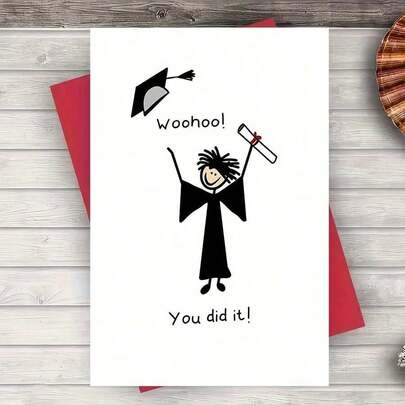 Tarjeta de graduación única, ¡Lo lograste! Tarjeta de graduación divertida, regalo adecuado para compañeros de clase y maestros, tarjeta con sobre, adecuada para la escuela, graduación de estudiantes, felicitaciones y fiesta, tarjeta para hija e hijo - Regalo de graduación perfecto para graduados de secundaria, página en blanco en el interior para escribir