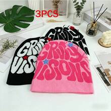Mũ len dệt chữ cái (3 chiếc/4 chiếc/5 chiếc), thời trang đường phố unisex, quà tặng đạp xe, mũ len acrylic jacquard cho mọi mùa. - A - Xem 6