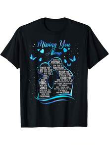Talla Grande - Camiseta Conmemorativa para Mujer "Perdiendo a Tu Marido Siempre en el Cielo" - Regalo de Duelo con Alas de Ángel y Recortes de Corazón, Corte Cómodo, Cuello Redondo, Manga Corta, Estilo Casual para Viudas, Mismo Estilo para Hombres y Mujeres, Verano 2025, Manga Corta - Negro - Ver 6