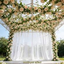 6/4/2pcs Rangkaian Bunga Mawar Champagne Buatan dengan Mawar dan Daun - Karangan Bunga Plastik Palsu, Dekorasi Lengkungan Pernikahan DIY, Untuk Balkon dan Dinding Ruang Tamu - MultiWarna - View 8
