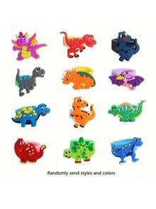 6-12 Dinosaur Cartoon Toy PVC Rings/Bangles/Rings, Party Gifts, Creative Gifts, Party Favors (Styles And Colors Random) - Multicolor - View 9