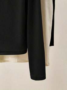 Chaqueta ligera de unicolor de estilo minimalista para mujer, adecuada para el uso diario en primavera/otoño - Negro - Ver 3