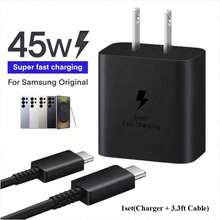 45W 超级快充 Type-C 充电器，可选配 1 米 C-C 数据线，兼容三星 S26/S25/S24/S23/S22 系列和 17/16/15 系列，适用于家庭、办公室和旅行使用。 - 美規A型插(110-127V) - 查看 1
