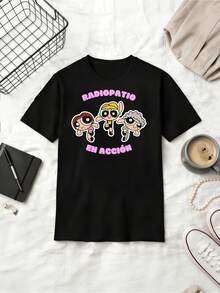 Radiopatio Cartoon IP Fun Style Cotton T-Shirt - Black - View 1