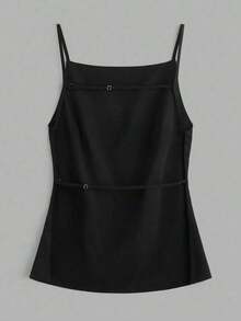 2 piezas Parte superior de tirantes finos con espalda abierta informal para mujer, apta para vacaciones de verano - Multicolor - Ver 3