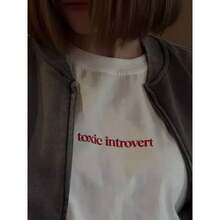 Nueva camiseta de verano con estampado de letras, de marca de moda, de manga corta, de algodón, para mujer. - Blanco - Ver 3