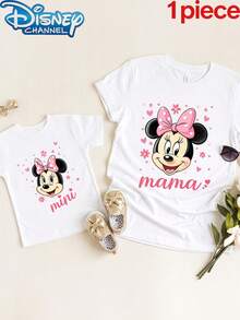 Disney 1pc Girls Casual Mama And Mini Minnie Mouse Print Short Sleeve T-Shirt Mommy And Me Matching Outfits Clothes For Girls Summer - 白色-mini - 查看 2
