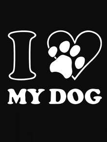 Camiseta de tela suave con estampado de "I Love Dogs", moda femenina, manga corta, camiseta deportiva casual sencilla, top cómodo de verano para vacaciones, camiseta a la moda. - Negro - Ver 2