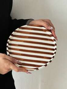 1PC 2PCS Classic Striped Dinner Plate, Nordic Minimalist Large Capacity Western Style Plate, Photography Food Display Plate, Party Gathering Snack Plate, Bedroom Jewelry Storage Tray, Gift Tray, Plate - Multicolor - View 17