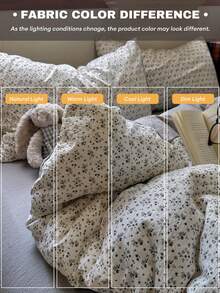 4pcs Ditsy Floral Bedding Set, Soft & Breathable, Romantic Pastoral Style, Includes 1 Duvet Cover, 1 Bed Sheet, 2 Pillowcases (Pillow Covers Pattern Randomly Cut), Available In Single & Double Size - Beige - View 7