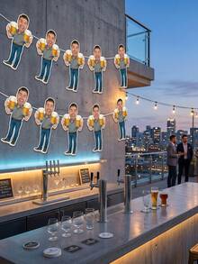 Custom Photo Beer Guy Banner Garland Personalized Face Bunting With Beer Mug For Bachelor Party Birthday Decor 7/14/21pcs - Multicolor - View 6