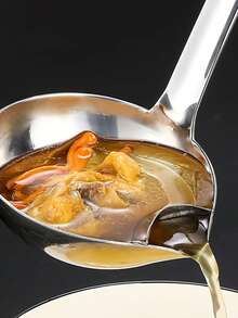 1 buah Sendok Pemisah Minyak Stainless Steel - Sendok Penyaring Lemak, Cocok untuk Sup dan Kuah, Alat Penyaring Lemak untuk Hot Pot, Dengan Gagang Panjang dan Corong Tuang, Mudah Menuang, Struktur Kokoh, Cocok untuk Penggunaan di Dapur, Aksesori Dapur - MultiWarna - View 6