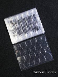 240片透明果冻凝胶美甲贴纸，假指甲，双面胶膜，粉色、黄色，透明强力胶，美甲用品，美甲工具，美甲工具，返校季，美甲，美甲贴纸工具 - 無色 - 查看 12