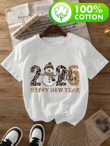 disfraz halloween hombreCamiseta blanca para mujer 2026 de Navidad y Año Nuevo - Muñeco de nieve con estampado de leopardo y gráfico de Feliz 2026, suave, 100% holgada, cuello redondo, atuendo informal para fiestas navideñas, y camiseta gráfica para atuendo informal y moda de temporada, top cómodo para todas las estaciones (Regalo ideal de Navidad) playera de hombretwilight Y2k Camiseta Camisa De - Negro - Ver 1