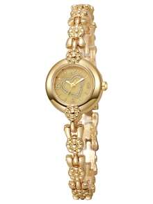 1pc/Set Heart Dial Gold Bracelet Watch, Women's Rhinestone Quartz Wristwatch - Gold - View 4