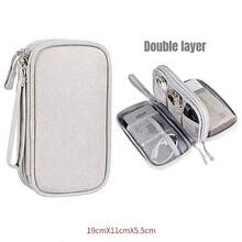 1pc New Travel Storage Bag, Waterproof Double-Layer Organizer Pouch For Cables, Chargers, Digital Accessories - Rectangle - View 11