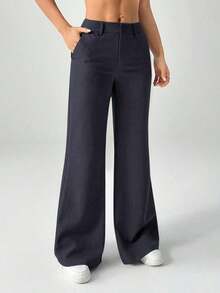 Nuevos pantalones de traje de estilo casual de cintura baja para otoño e invierno - Gris Oscuro - Ver 6