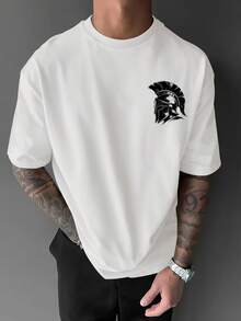 T-shirt Street Spartan Warrior Spirit Knight Helm-Muster - Un Must-Have pour Hommes, Chemise à la Mode - Blanc - Voir 2