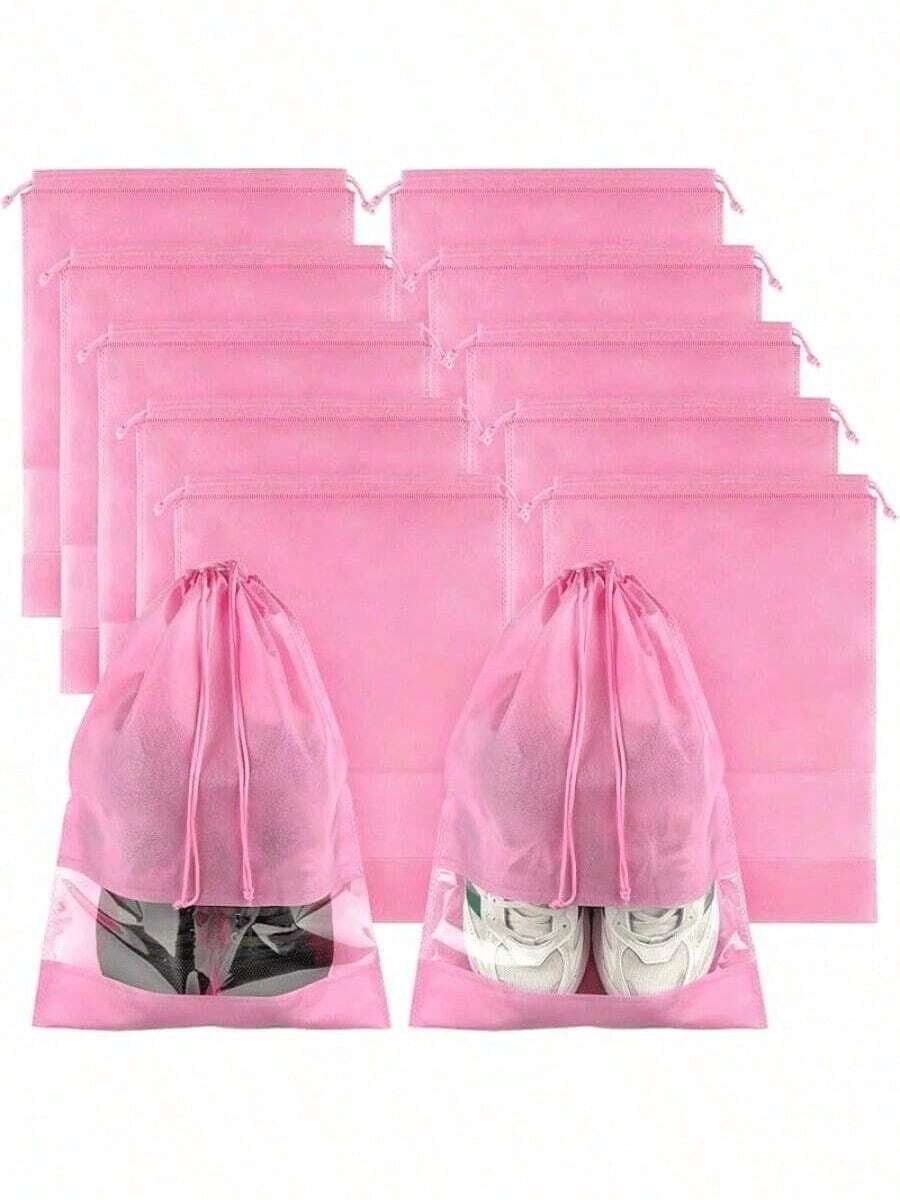 10 piezas de bolsas desechables no tejidas para zapatos, cubiertas para zapatos antigris a prueba de polvo, bolsas para zapatos a prueba de humedad para viajes, bolsas de viaje minimalistas con cordón gris a prueba de polvo, accesorios de almacenamiento de zapatos, bolsas organizadoras de zapatos, suministros para el hogar, cubiertas para zapatos a prueba de polvo de viaje en gris