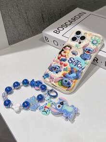 Disney Has Authorized, Phone Case - Chain Set, The Stitch Lilo & Stitch 3D Phone Case Plus A Silicone 3D Stitch Bracelet With Metallic Ring Removable Bracelet, Stitch And Angel Pattern, Compatible With Iphone17/16/15/14/13/12/11/XS/XR/X Plus Pro Max, A Stylish Cartoon Phone Case, The Perfect Gift Choice, Phone Protection, Durable Phone Cover, Great Gift For Friends And Family. - 白色 - 查看 5