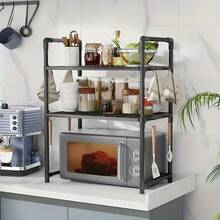 1pc Microwave Oven Rack With Hook, Black & White Options, Expandable - Vertical Countertop Storage Rack, Suitable For Toaster, Air Fryer, Easy To Install, Sturdy Metal Structure, Space-Saving Design - Microwave Oven Rack - View 11