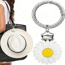 1pc Sunflower & Leaf Shape Multifunctional Clip, Fashionable Braided Wreath Keychain, Versatile Accessory For Bag, Hat Accessories Keychains Teacher Gift Birthday Gift Charms Key Chain Bag Charm - Multicolor - View 7
