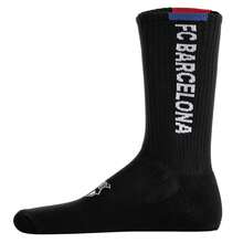 FC Barcelona Chaussettes unisexes FC Barcelone, lot de 7 - Chaussettes de tennis, logo, mélange de coton, couleur unie - Noir et Blanc - Voir 6