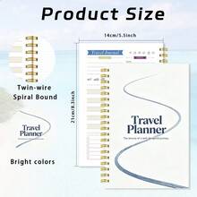 1pc Travel Plan Theme Planner Notebook - Winding Blue Line Cover Design, Spiral Bound, Best Gift For Couples, Family, Friends - A5 - View 2