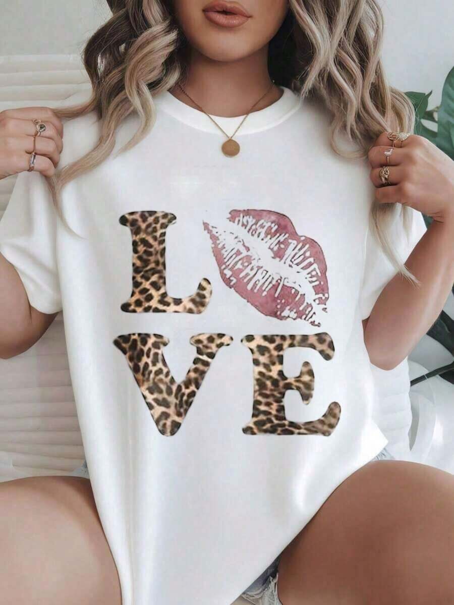 Camiseta Casual de Moda para Mujer con Diseño Estampado de Labios de Leopardo Vintage, Adecuada para Todas las Temporadas
BlackFashion - Blanco - Ver 1