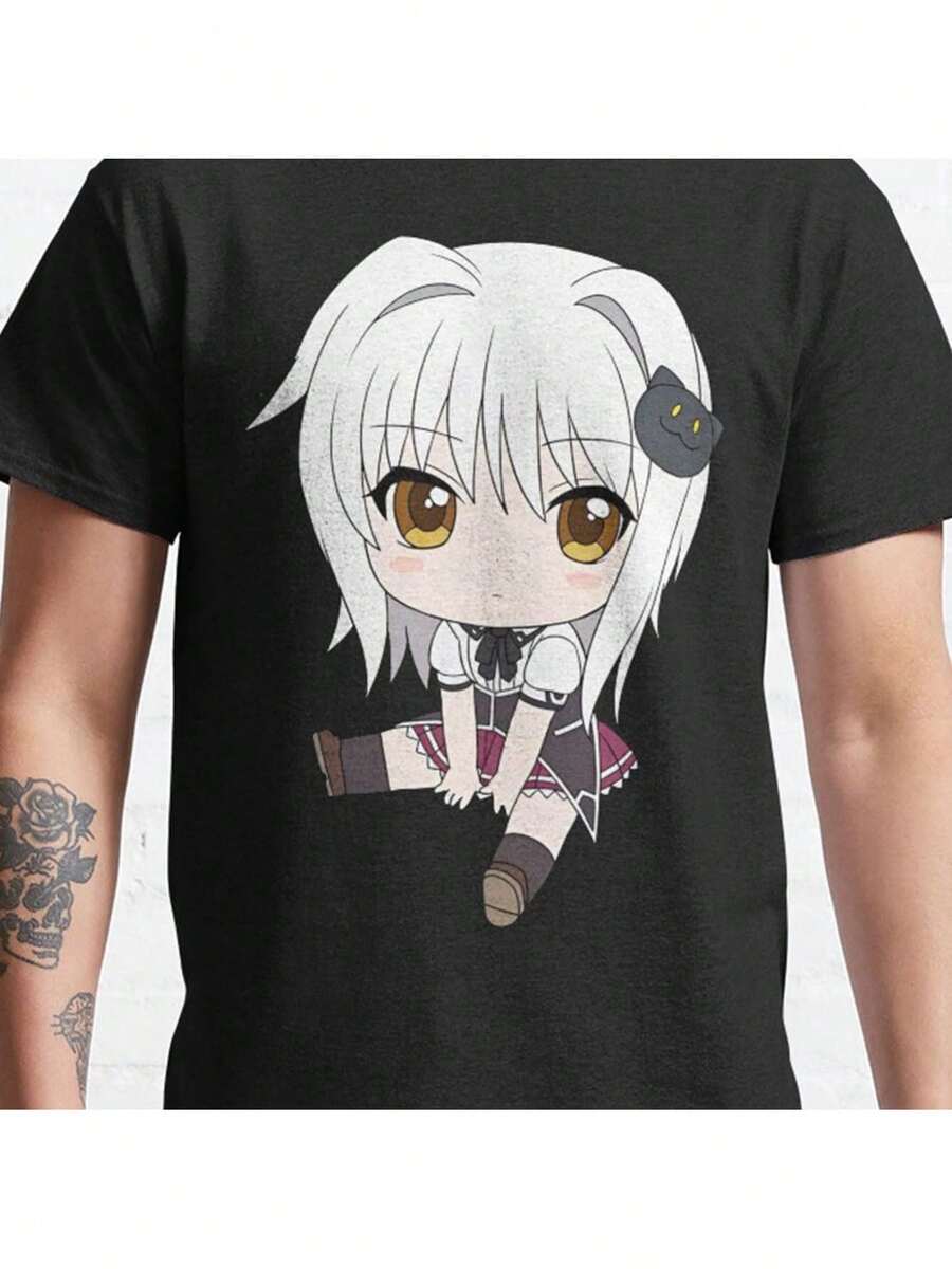 Camiseta Unisex de Anime - Camiseta Suave de Manga Corta con Estampado de Orejas de Koneko, Tallas S-3XL, Adecuada para Uso Diario y Conveniones - Camiseta Casual Estilo Cómic, Tallas Grandes playeras de hombre playeras oversize de mujer y2k camisa de mujer camisa blusa casual mujer blusa elegante mujer ofertas - Negro - Ver 1