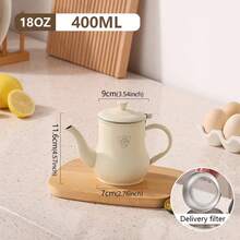 Olla de aceite de acero inoxidable con filtro, lata de almacenamiento de aceite de cocina, botella dispensadora de aceite para el hogar de gran capacidad para cocina y hogar - 400 ml - Ver 3