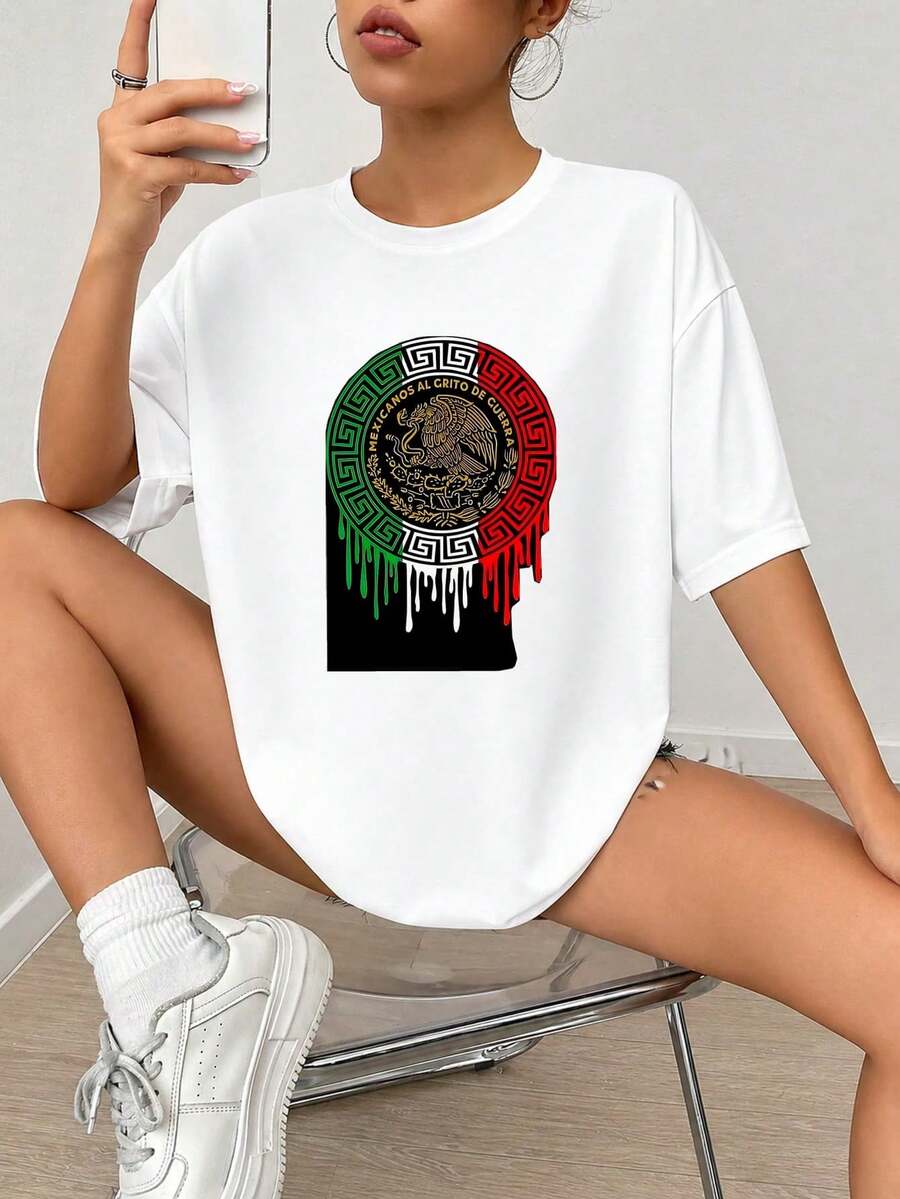 Águila mexicana con diseño de gotas de Az-tec, impresión gráfica nacionalismo, color verde, rojo y blanco, para la decoración de la sala del Patrimonio Mexicano.jpgRegalos personalizados: Camisetas para mujer con estilos que van desde lo moderno, hippie, casual y minimalista. Ropa masculina personalizada única, armarios cápsula y prendas básicas/urbanas para hombre. Regalos ideales para novios, familiares y amigos, adecuados para cumpleaños, vacaciones, colegio/competiciones, deportes/escalada y más, así como para la moda de otoño y eventos urbanos. Blanco verano.