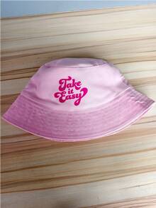 Women "Take It Easy" Letter Multi-Color Bucket Hat, Relaxed Vacation Style Hat,For Suburban Picnics/Grass Walks/Rural Light Trips/Weekend Unwinding/Commute Light Outfits - Take It Easy - View 7