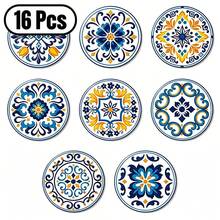 Juego de 8 posavasos de madera con estampado de limón mediterráneo, tapetes para tazas de cocina, posavasos para té y café, adecuados para el hogar, restaurante, cafetería, regalo para padres y amigos, decoración de cocina, decoración de mesa, decoración y regalo de Navidad, disponible en 1 juego, 2 juegos o 23 juegos - Multicolor - Ver 12