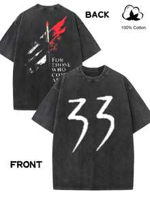 Camiseta de moda para mujer con estampado creativo de anime de estilo retro urbano, camiseta de mujer de alta calidad con efecto lavado, top vintage con aspecto desgastado, manga corta de cuello redondo y corte holgado, suave, cómoda y transpirable, ropa de mujer a la moda, exclusiva de Tingge. - Negro - Ver 3