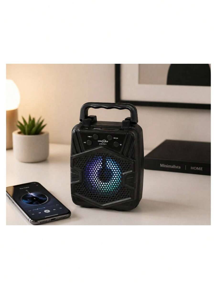 3" Bluetooth Speaker With LED Light And Cell Phone Holder - 黑色 - 查看 1